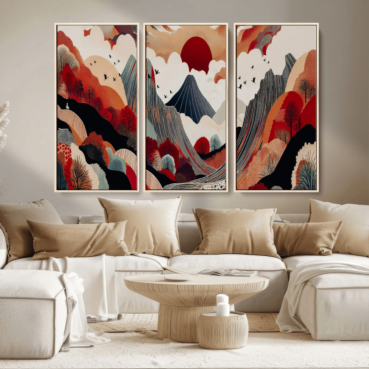 Abstract Mountain Wall Art Canvas Print | Vibrant Stylized Landscape