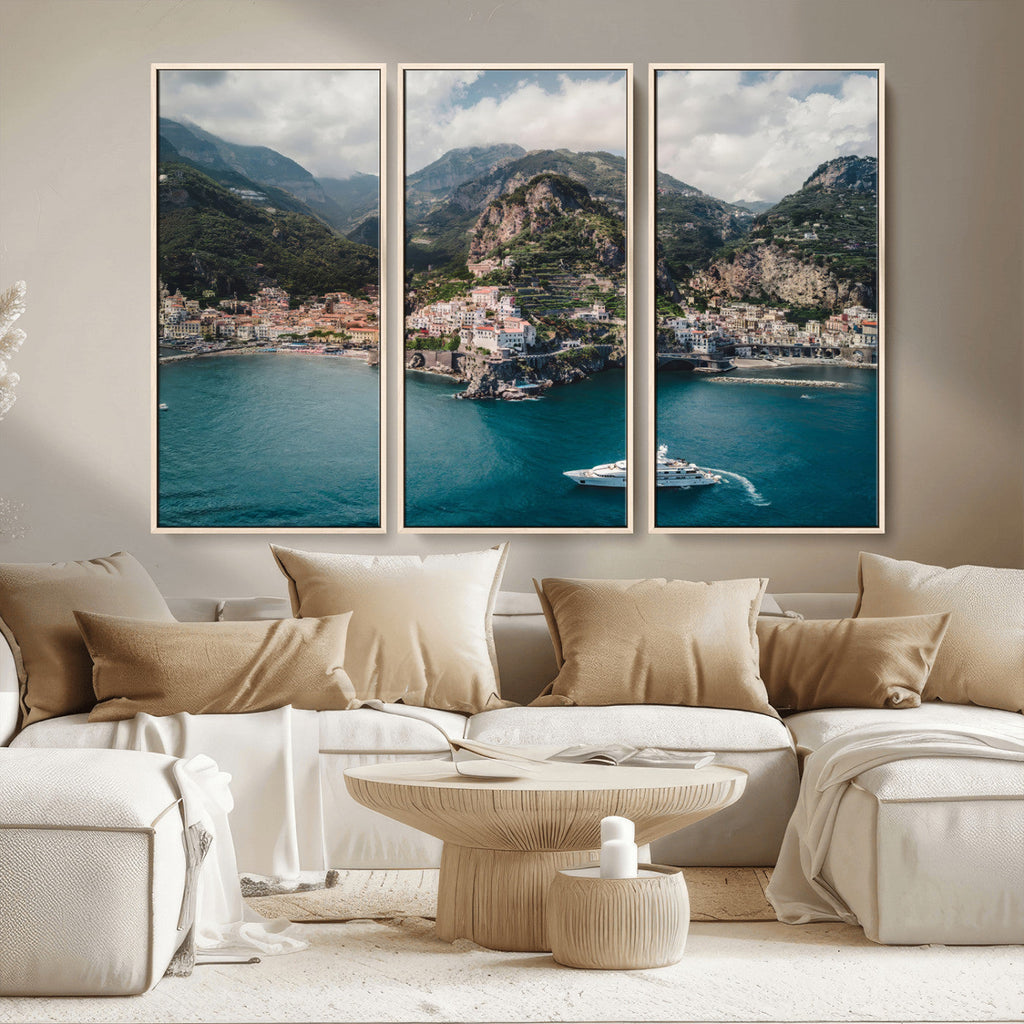 Amalfi Coast Wall Art | Framed Italian Seaside Canvas