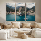 Amalfi Coast Wall Art | Framed Italian Seaside Canvas