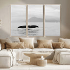 Whale Tail Wall Art | Framed Black White Ocean Canvas