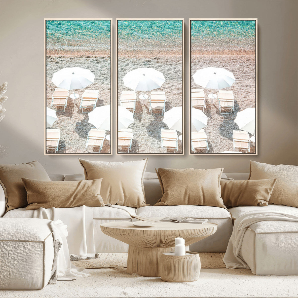 Calm Beach Wall Art | Framed Turquoise Water Canvas Artwork