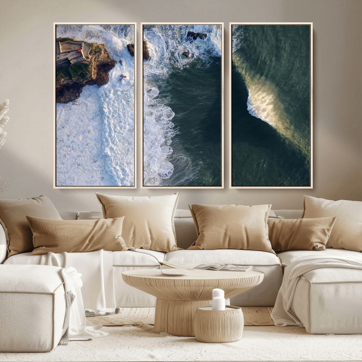 Ocean Wave Wall Art | Aerial Coastal View Canvas Artwork