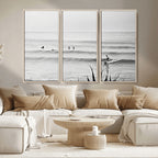Surfer Silhouette Wall Art | Framed Calm Ocean Canvas