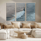 Ocean Waves Wall Art Canvas Print, Framed Coastal Serenity Surf Scene