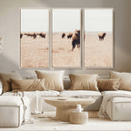 Bison Herd Wall Art Canvas Print, Framed Western Prairie Serenity