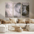 Abstract Grey Gold Wall Art | Modern Geometric Canvas