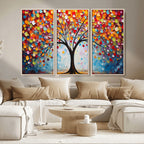 Vibrant Tree of Life Canvas Wall Art | Colorful Abstract Nature
