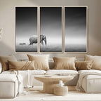Elephant and Zebra Wall Art Canvas Print, Modern Artwork