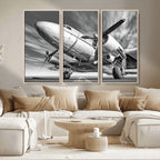 Vintage Airplane on Runway Canvas Print
