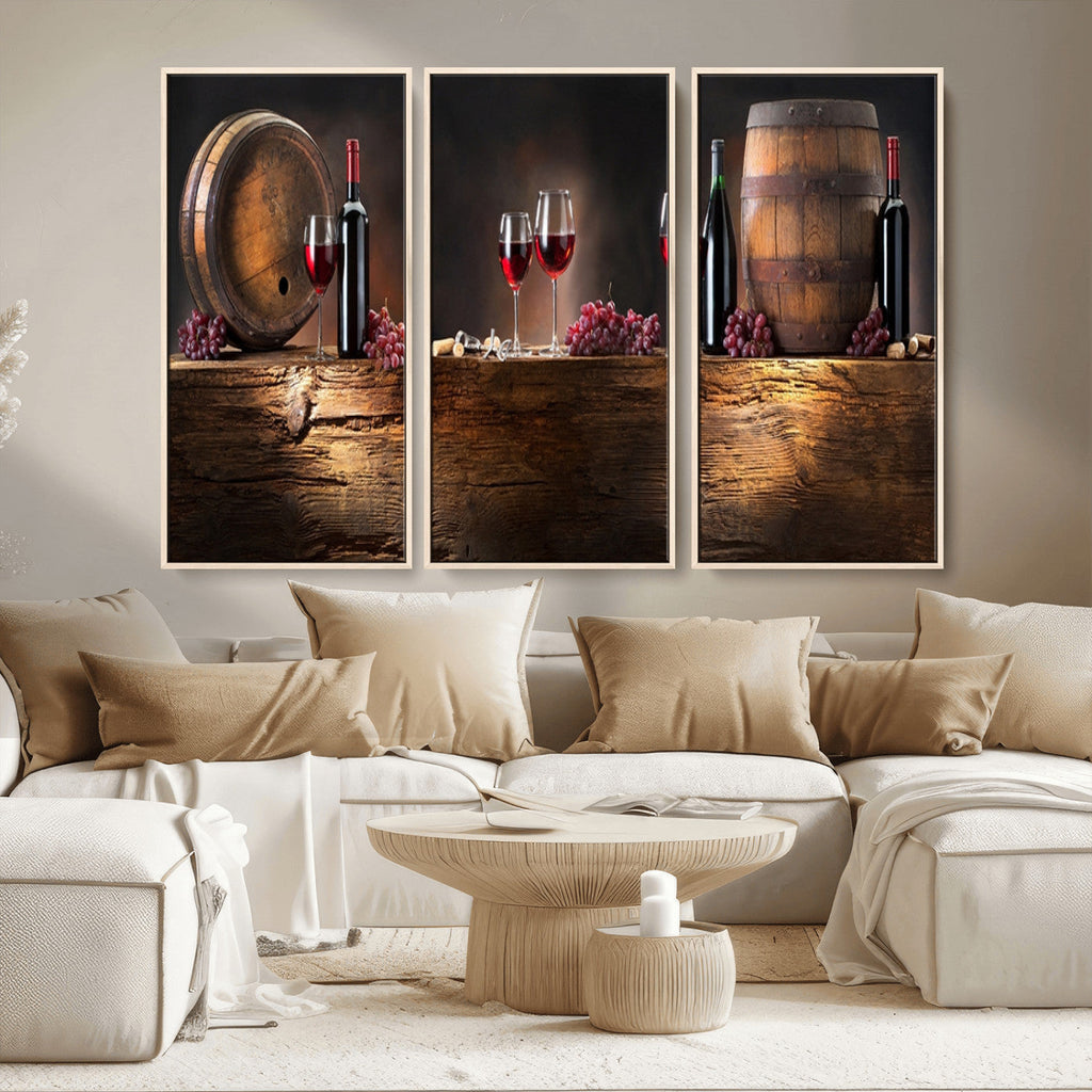 Wine and Barrels Wall Art Canvas Print