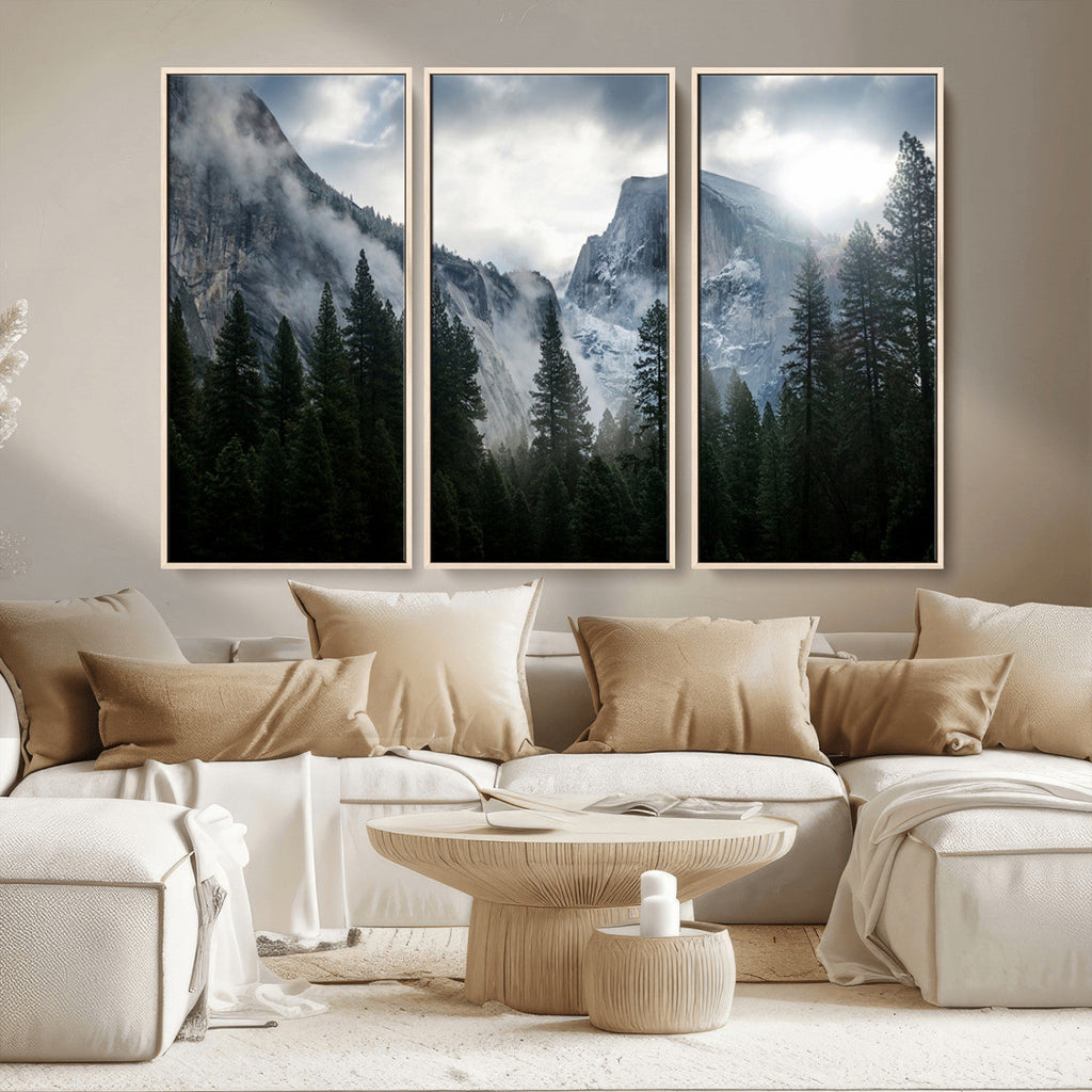 Wall Art Foggy Forest Landscape Canvas Print