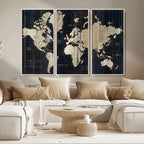 Antique Old World Map Wall Art Canvas Print