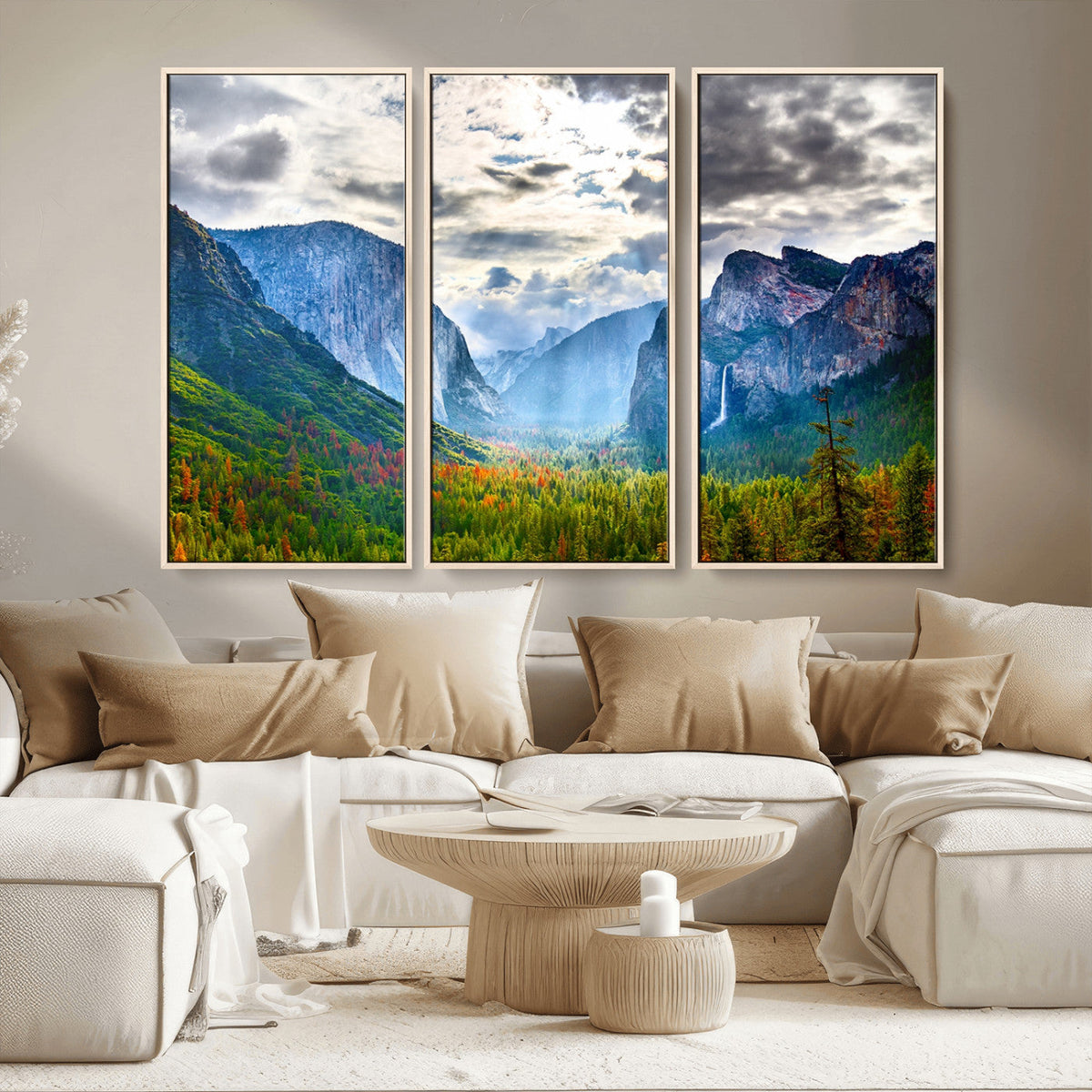 Yosemite Park Half Dome 3 Panel Canvas Print | Large Giclée Landscape Wall Art