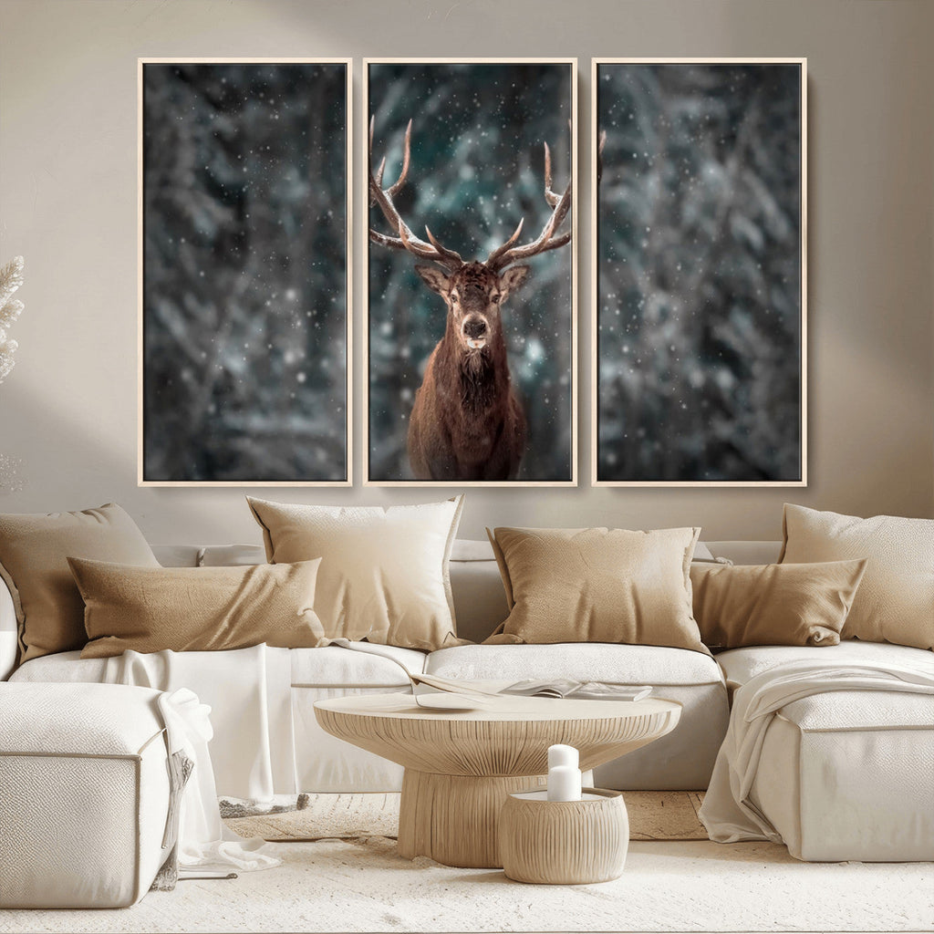 Wall Art Deer Art Animal Canvas, Framed Wall Art Deer Canvas
