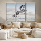 Prancing Horse Desert Large Wall Art Canvas Print, Majestic Horse Animal Artwork