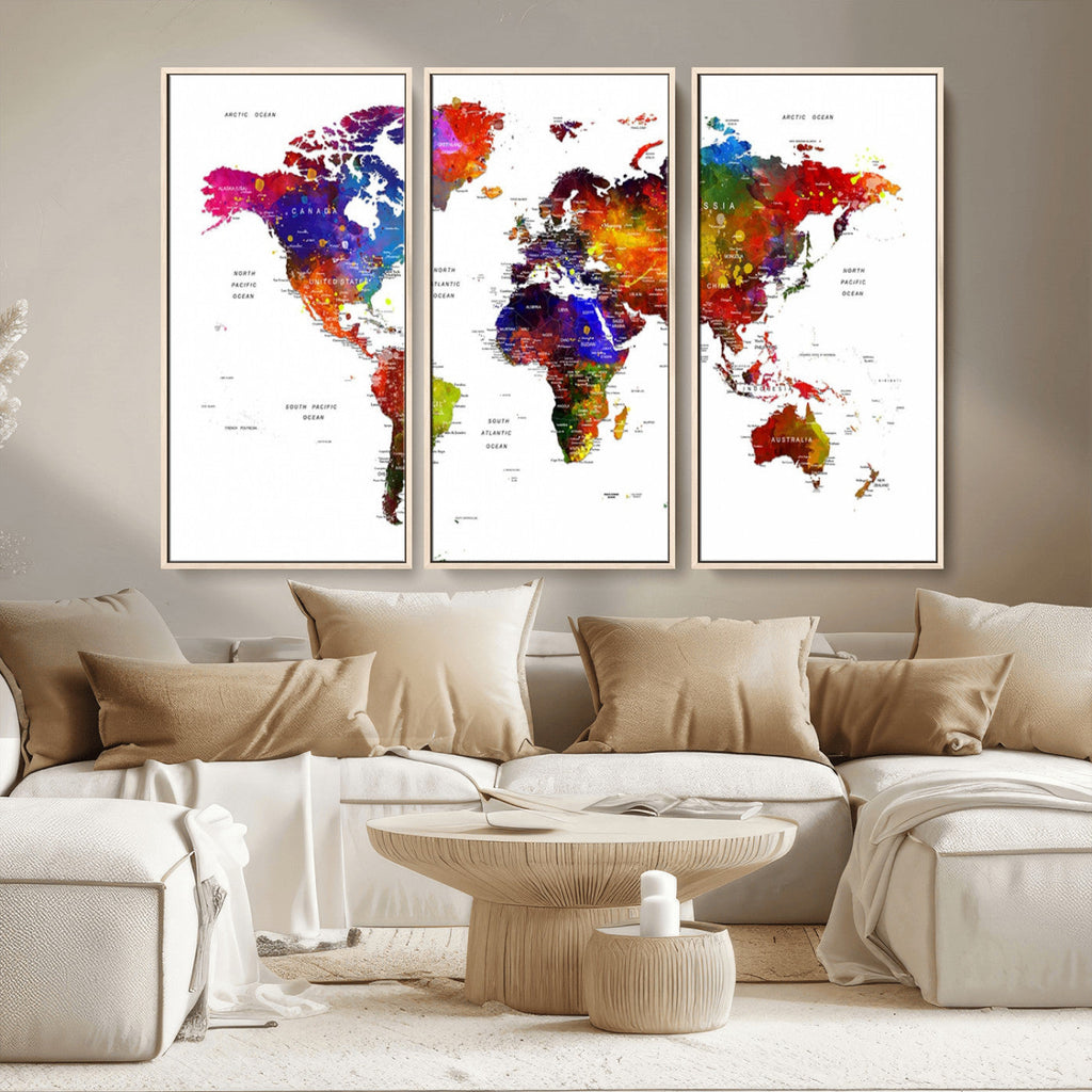 World Map Canvas Print | Detailed Map of the World Wall Art