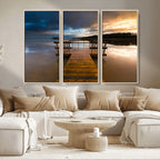 Serene Lake Pier at Sunset Canvas Print | Landscape Wall Art | Ready to Hang
