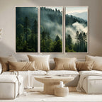 Misty Forest Wall Art Premium Canvas Print, Foggy and Serene Atmosphere