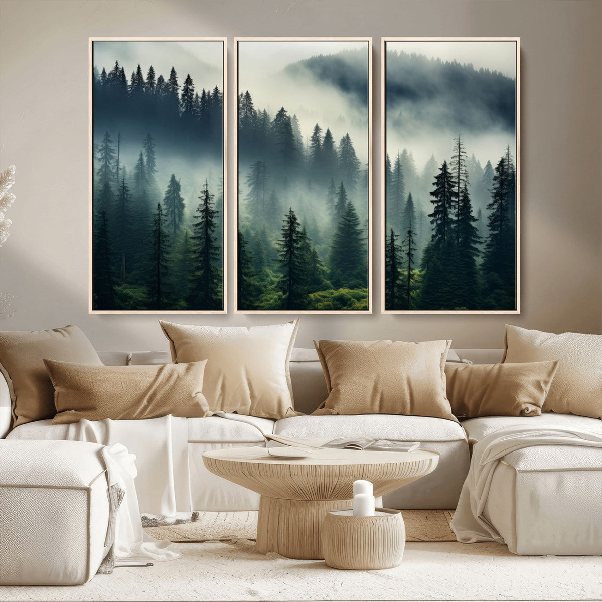 Captivating Misty Forest Wall Art, Foggy and Serene Atmosphere Canvas Print