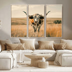 Texas Cow Wall Art Canvas Print for Farm House Wall Decor