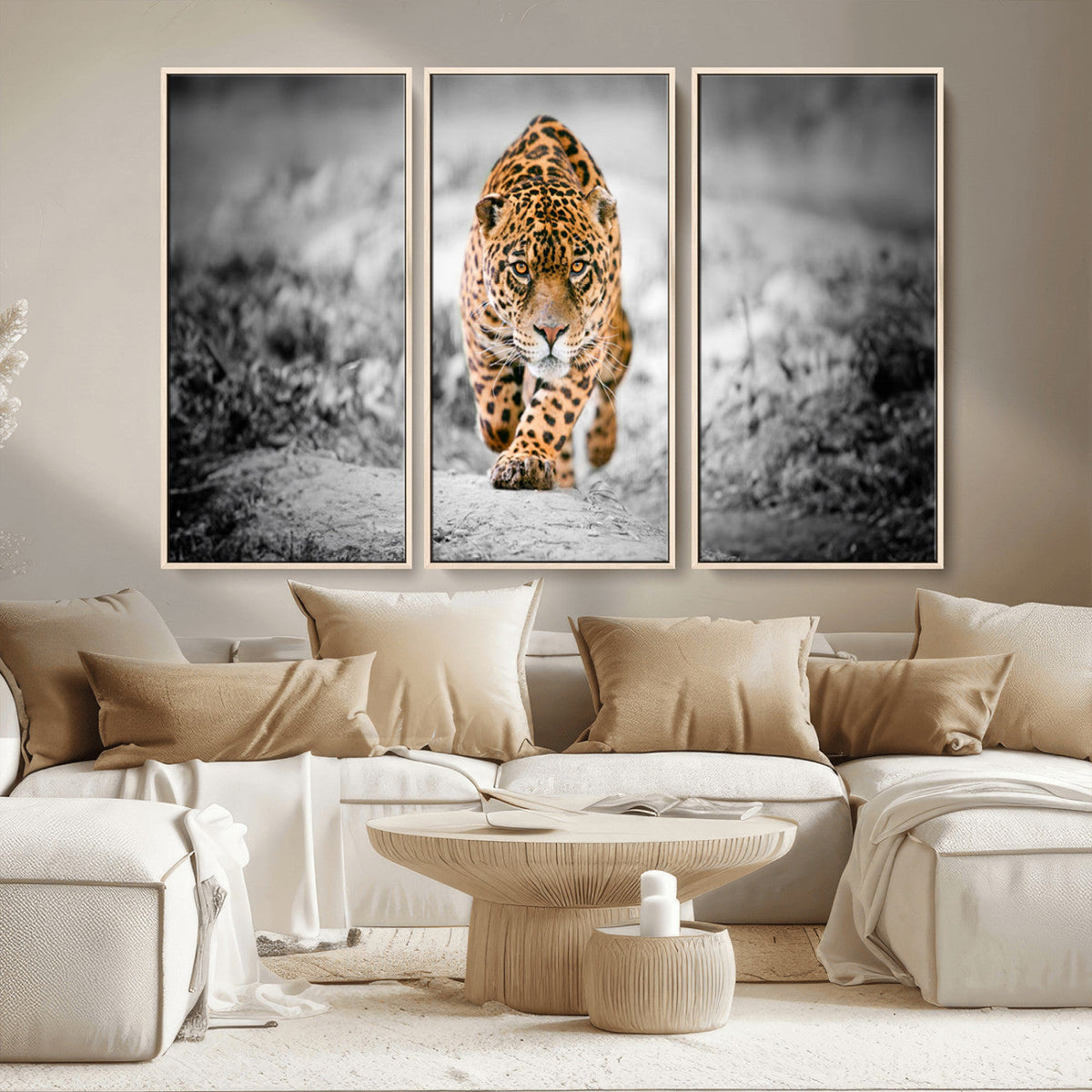 Jaguar Wall Art Canvas Print, Majestic Big Cat in Focused Pursuit