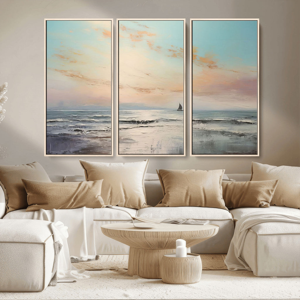 Abstract Ocean Wall Art, Boat Wall Art Canvas Print