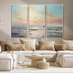 Abstract Ocean Wall Art, Boat Wall Art Canvas Print