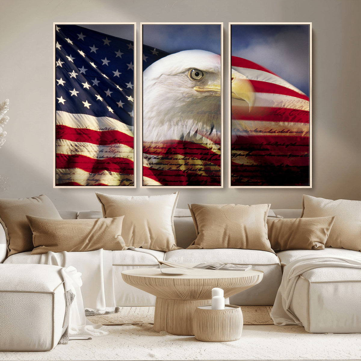 American Flag Eagle Symbol Wall Art Canvas Print, Patriotic American Flag Eagle Wall Art