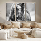 Black and White Horse Winter Wall Art, Ready to Hang