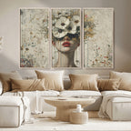 Abstract Floral Women Pastel Wall Art Canvas Print