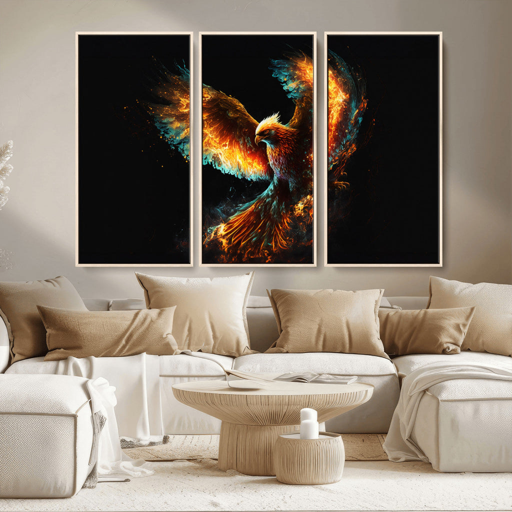 Fiery Phoenix Canvas Print | Ready to Hang Wall Art | Bold Fantasy Decor
