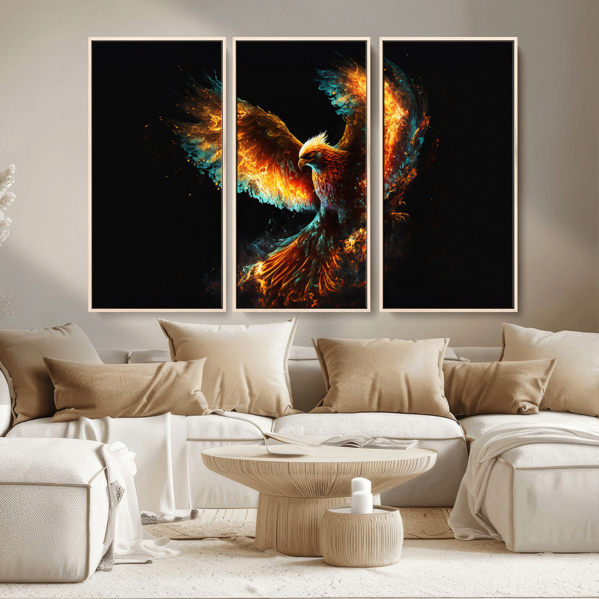 Fiery Phoenix Canvas Print | Ready to Hang Wall Art | Bold Fantasy Decor