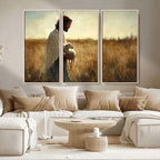 Jesus the Good Shepherd Wall Art Canvas Print, Inspirational Christian Religious Print for Prayer Room
