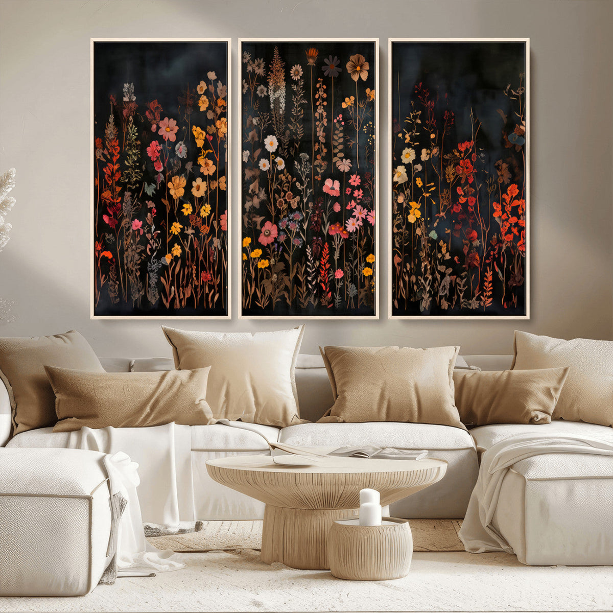 Large Floral Painting Print Illustration Flowers Canvas Wall Art