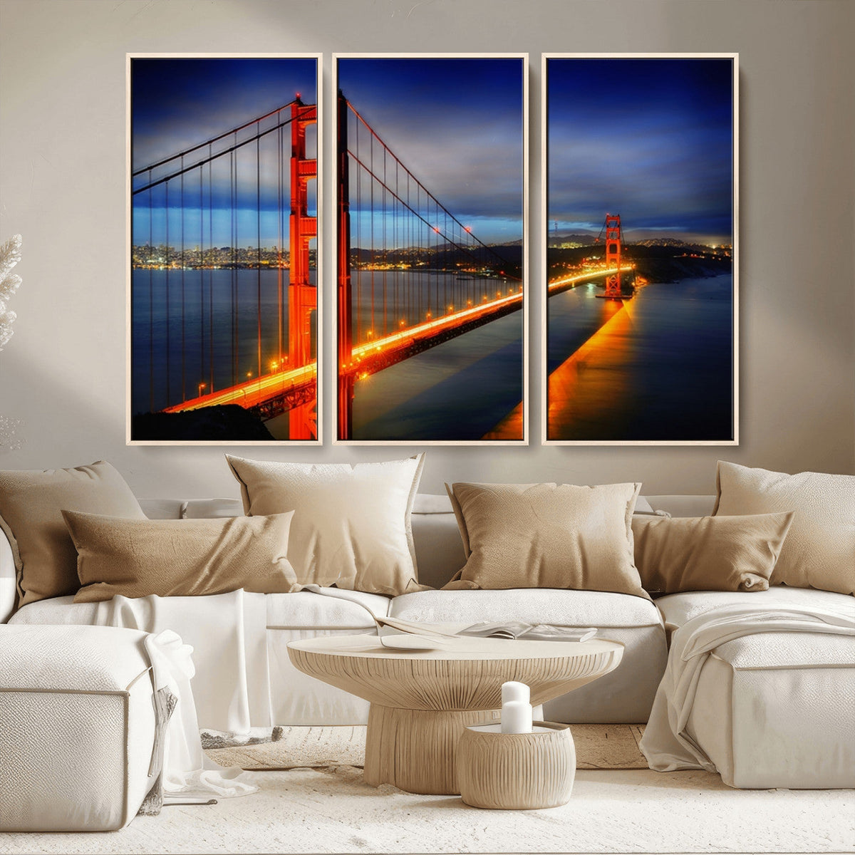 Large Wall Art San Francisco Canvas Print - Wonderful Golden Gate Bridge at Twilight