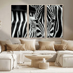 Zebra Wall Art | Zebra Close Up Canvas Print | Framed Black and White Wildlife