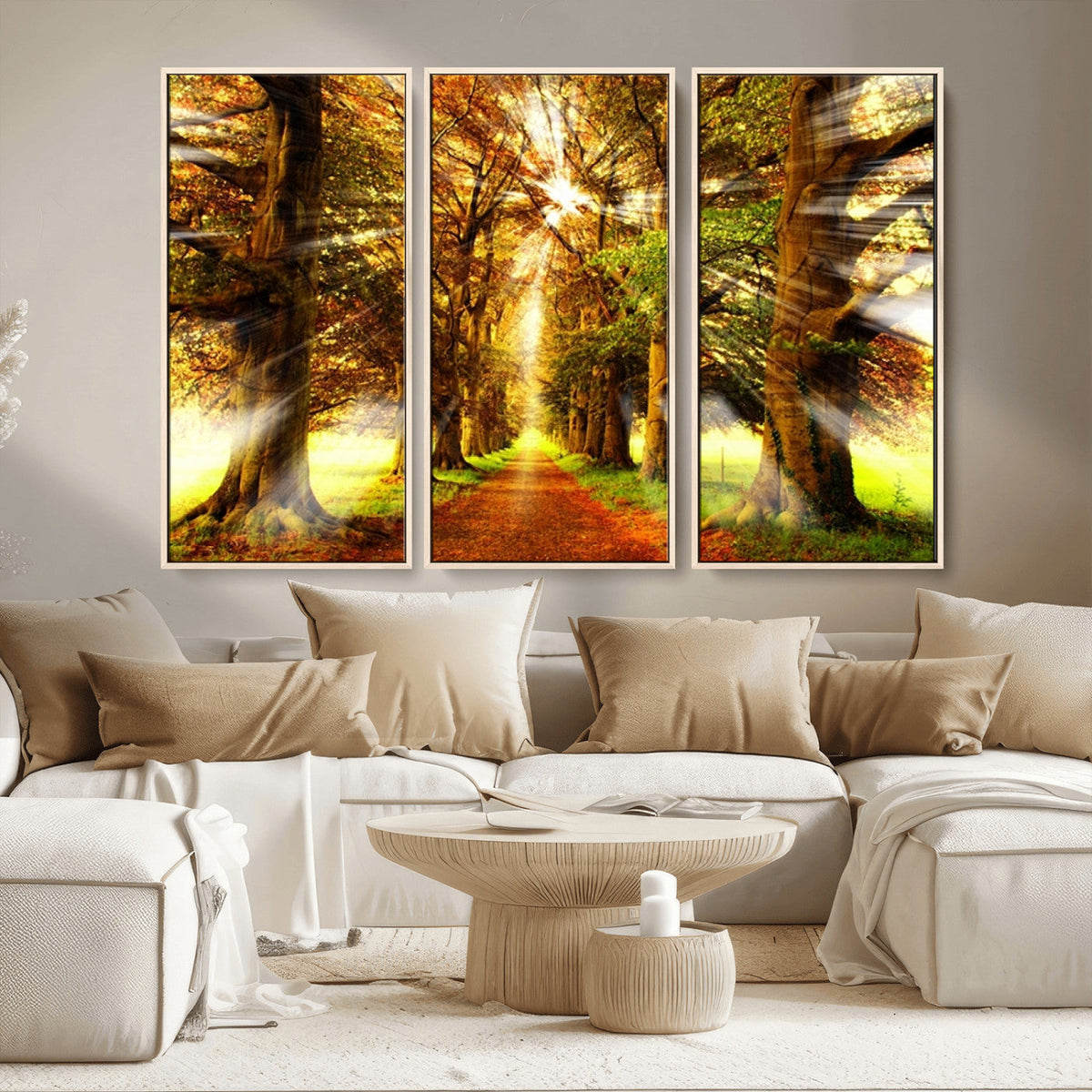 Sunshine in Forest and Trees Wall Art Canvas Print