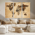Push Pin World Map Canvas Print | Framed Travel Tracker Wall Art