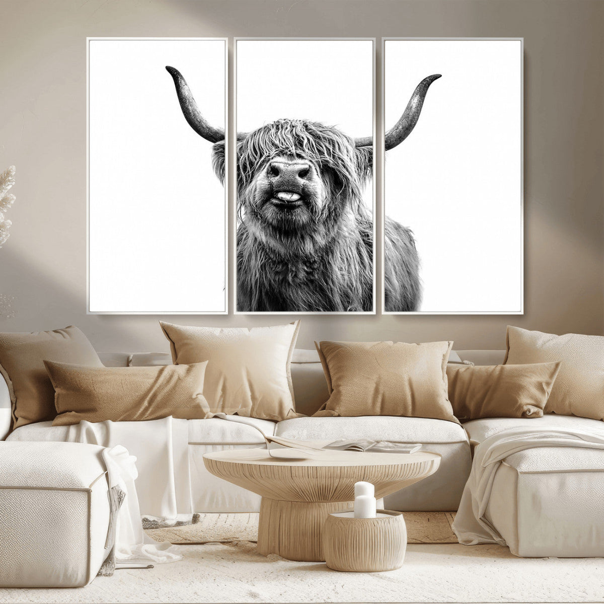 Fanny Scottish Highland Cow Cattle Art Print Farmhouse Wall Art Canvas Print
