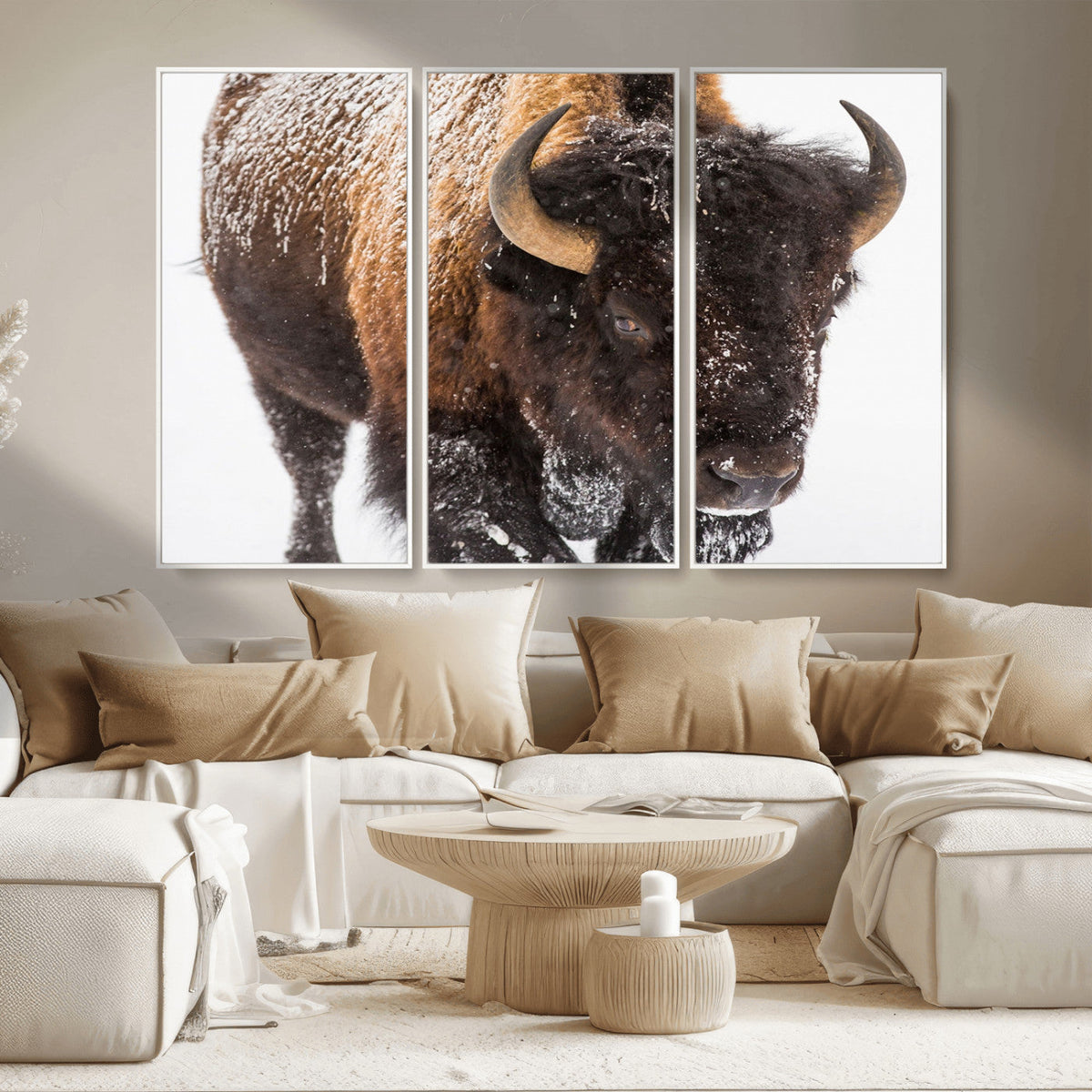Bison Wall Art Canvas Print For Farmhouse, Wild Animal Wall Art