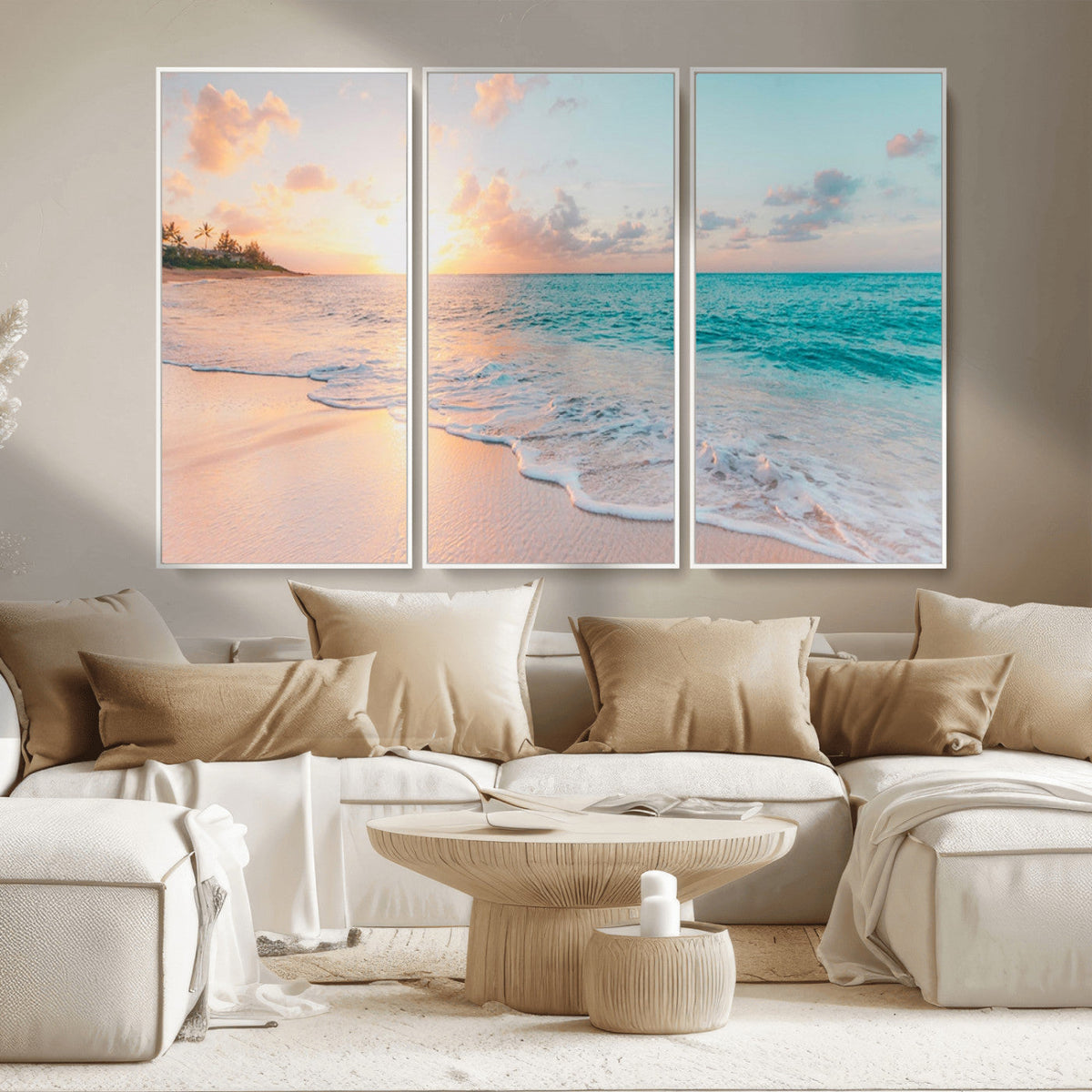 Beach Wall Art, Stunning Ocean Sunset Canvas Print with Coastal Design for Relaxing Home Decor