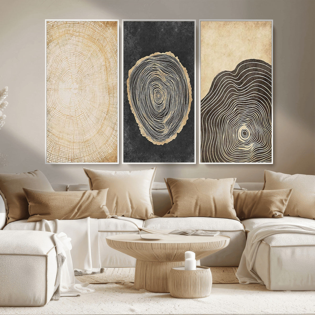 Tree Rings Canvas Wall Art Print, Minimalist Natural History in Modern Decor