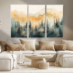 Abstract Forest Print | Mountain Wall Art | Autumn Landscape Canvas Print