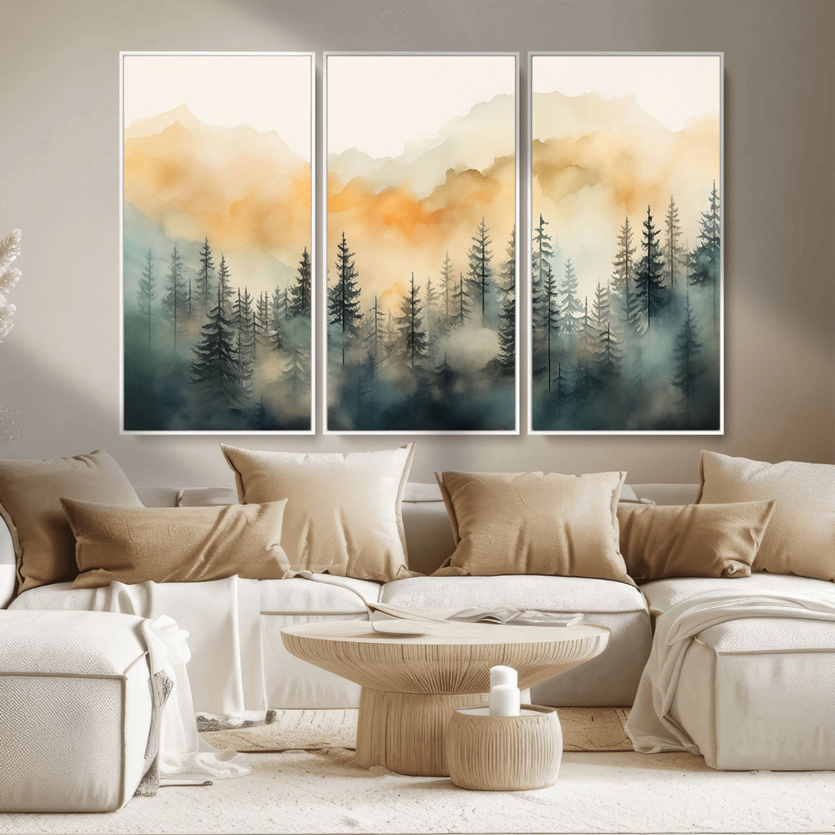 Abstract Forest Print | Mountain Wall Art | Autumn Landscape Canvas Print