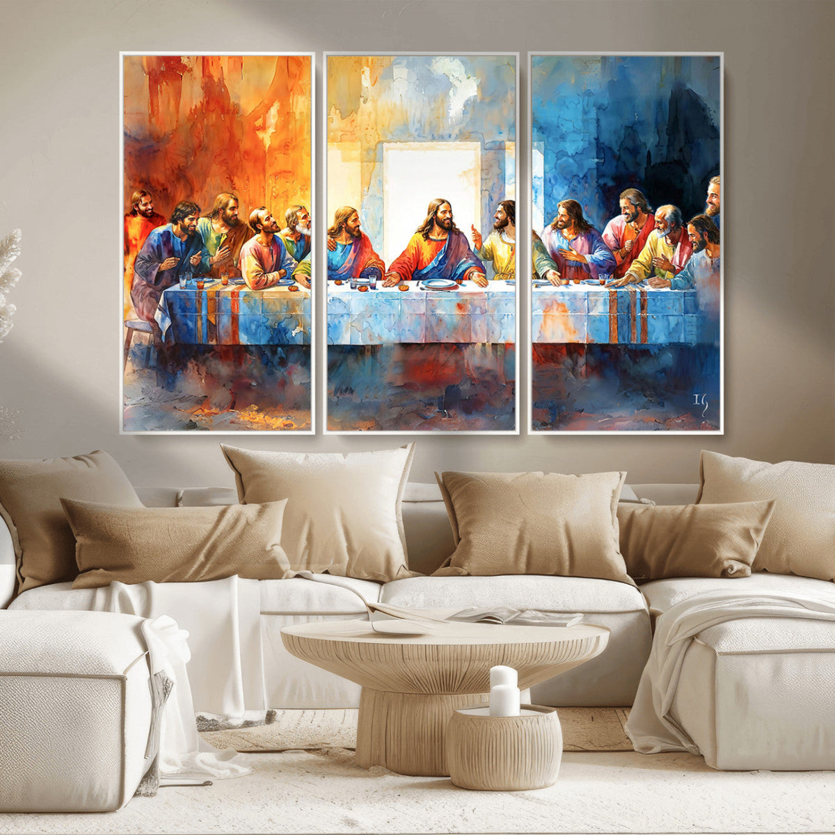 Abstract Watercolor The Last Supper Wall Art