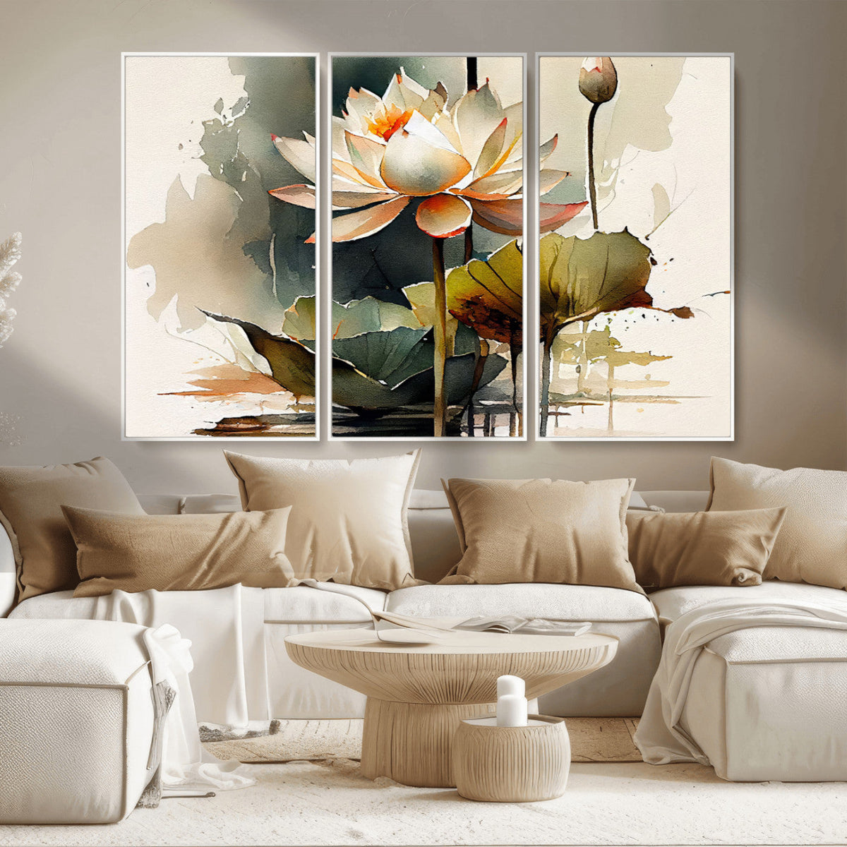 Lotus Flower Watercolor Canvas Print | A Symbol of Serenity and Growth in Soft Watercolors