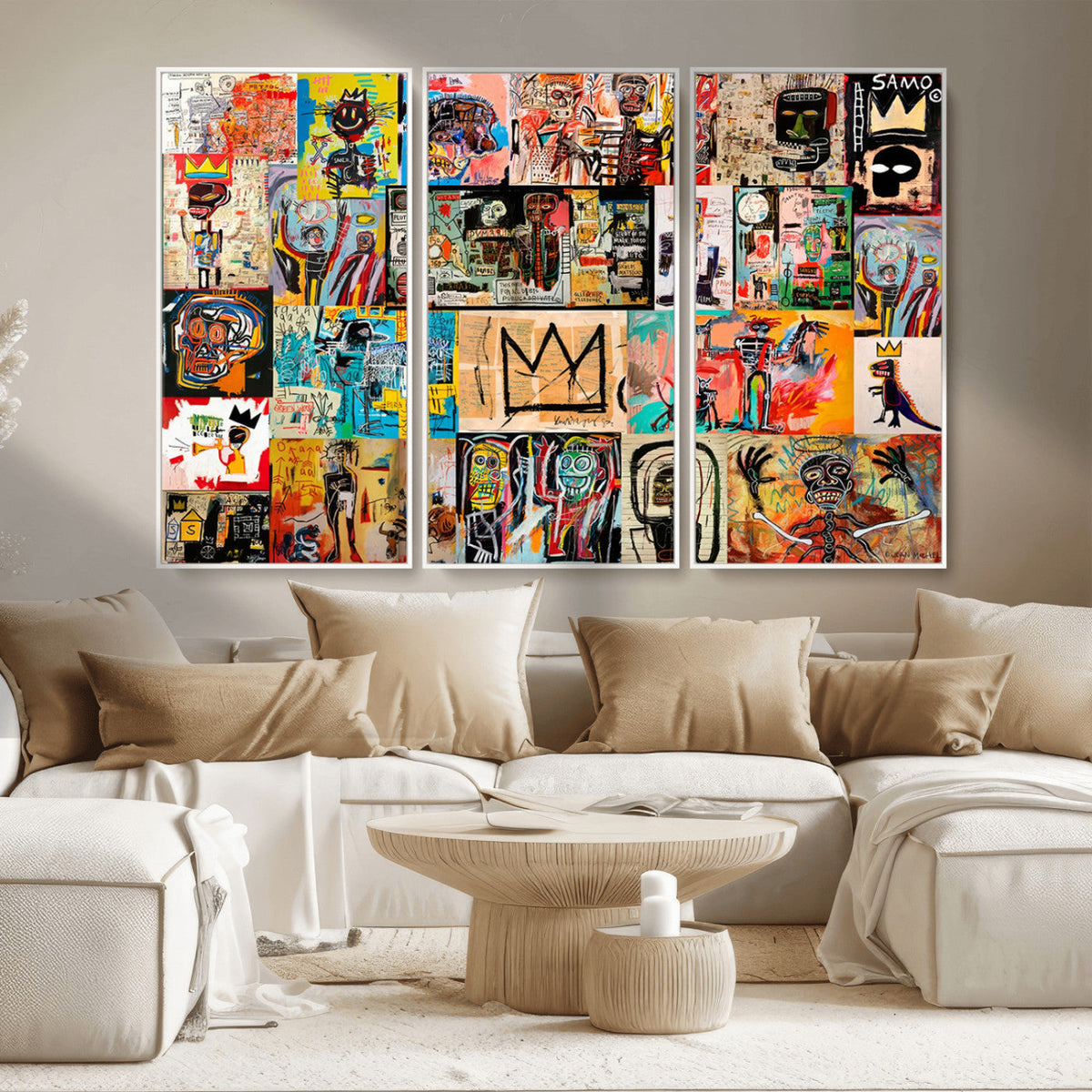 Abstract Art Collage Wall Art Canvas Print, Urban Graffiti Style