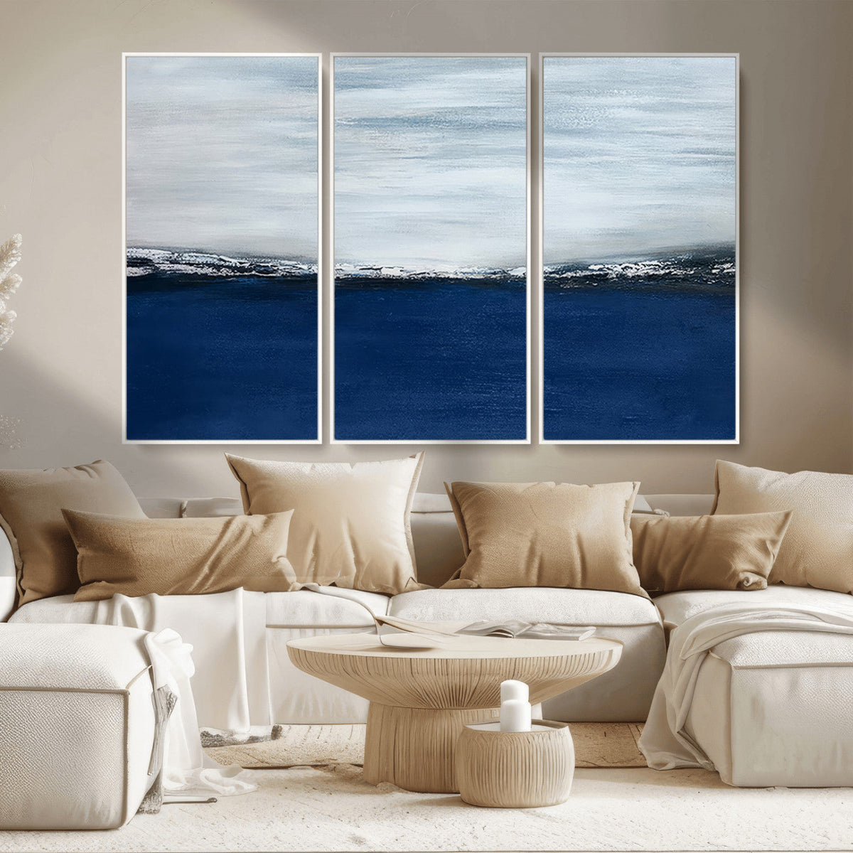 Navy Blue Abstract Wall Art Canvas Print