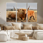 Highland Cow Canvas Wall Art Animal Print for Farm House Decor