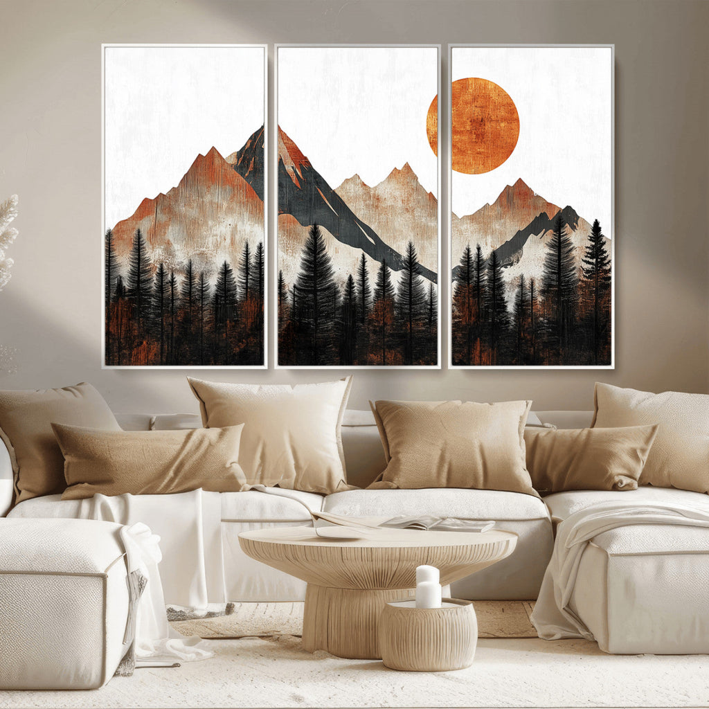 Modern Abstract Mountain Canvas Wall Art Print
